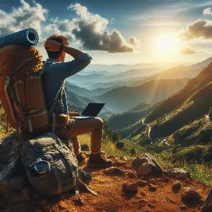 male backpacker on a hot summer day-6